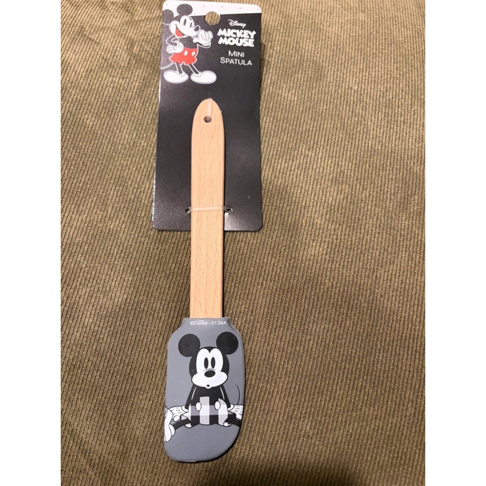 Disney Mickey Mouse Mini Spatula Gray Silicone Wood Handle Kitchen Baking NWT